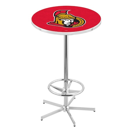 Holland Bar Stool Co 42" Chrome Ottawa Senators Pub Table L216C4228OttSen